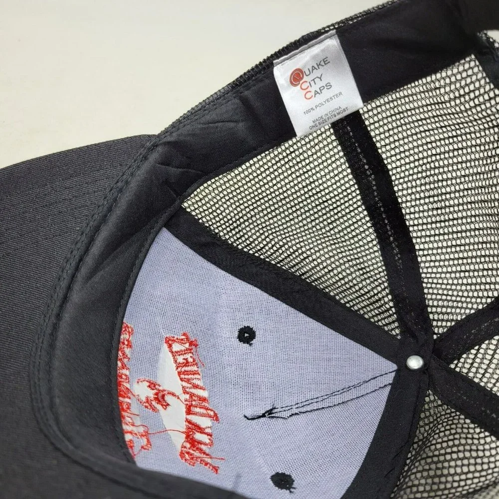 Jack Daniels Tennessee Fire Strap Back Hat Trucker Cap Black Mesh